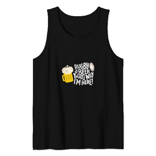 Funny Rugby Player And Beer Drinker Quote Tank Tops