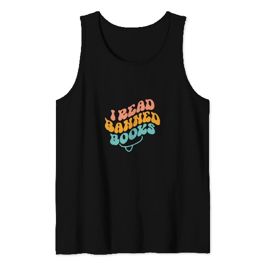 Funny vintages Groovy Book Readers I Read Banned Books Tank Tops