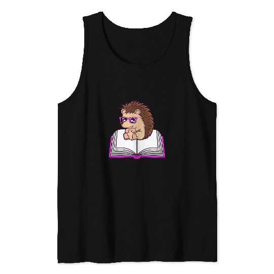 Funny Hedgehog Book Club Reading Literature Tank Tops