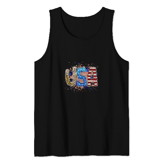 American Flag Stars Stripes 4th of July Patriotic Graphic 2 Tank Tops
