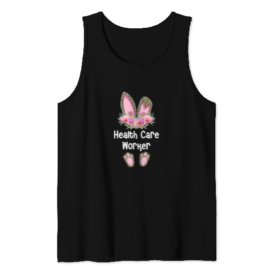 Health Care Worker Easter Bunny social care setting Squad Tank Tops