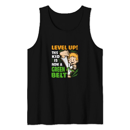 Level Up This Kid Is Now Green Belt Funny Karate Kata Boys Tank Tops