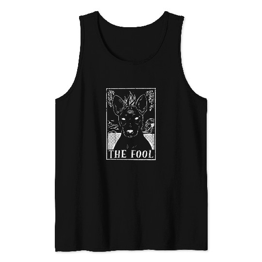 Dog Basenji Fool Dog Basenji Tarot Card Pagan Goblincore Occult Tank Tops