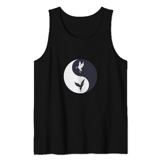 Tai Chi White Crane Yin Yang Qi Gong Chinese White Bird Tank Tops