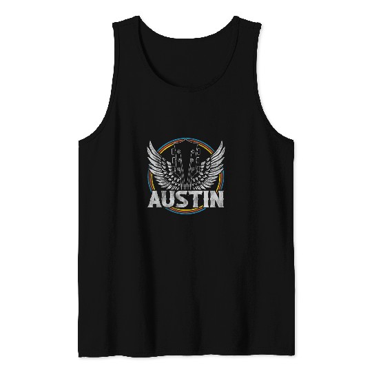 Guitarist Retro Austin Texas Guitar vintages Country Music Concert Guitar Tank Tops