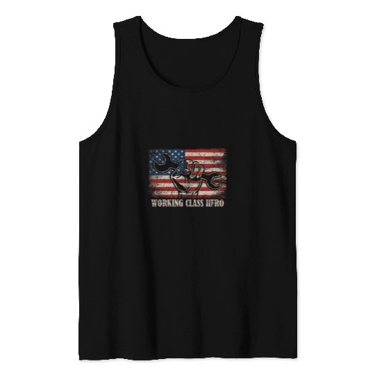 US Flag Worker Labor Day American Working Class Hero Tank Tops