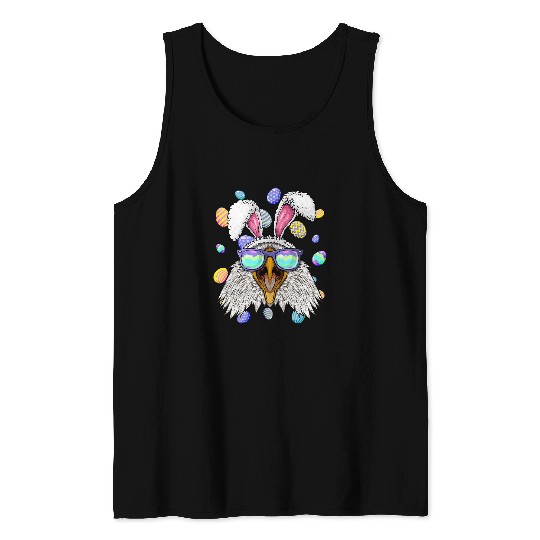 Bald Eagle Easter Bunny Ears Funny Easter Eggs Hunting Tank Tops