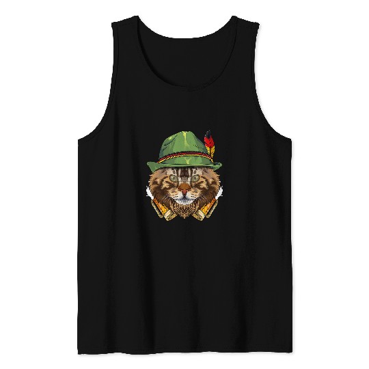 Beer Maine Coon Oktoberfest Lederhosen German Beer Fest Bavarian24 Tank Tops