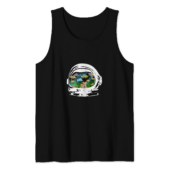 Astronauts helmet aquarium and imaginative Aquarium Lover Tank Tops