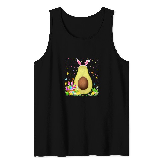 Avocado Fruit Easter Egg Hunt Bunny Avocado Easter Sunday Tank Tops
