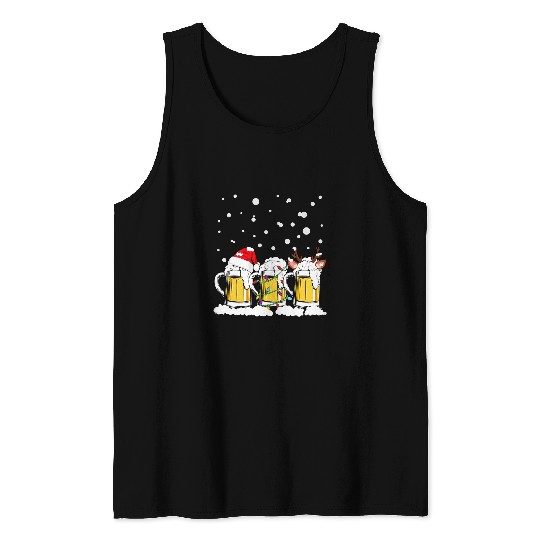 Beer Three Beer Mug Christmas Light Santa Hat Reindeer Costume124 Tank Tops