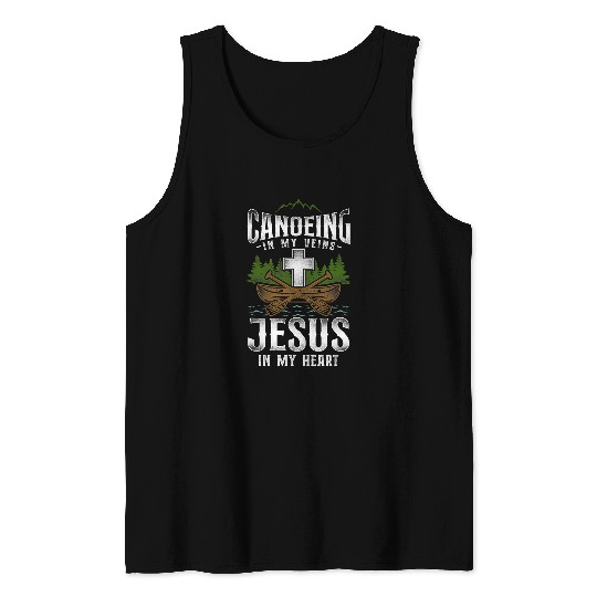 Christian Canoe Canoeing Jesus Faith vintages Cross Canoeing In My Christ Tank Tops