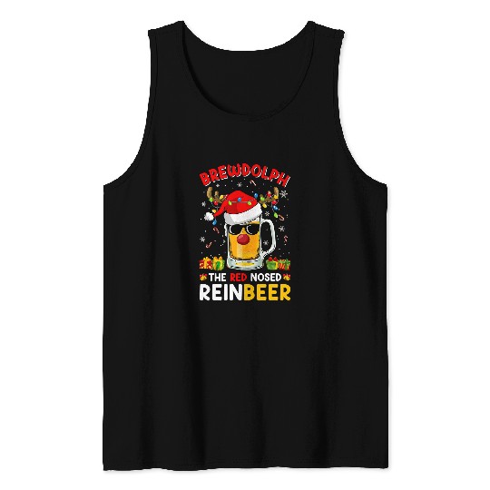 Beer Reindeer Beer Rudolph Brewdolph Funny Christmas Men Women107 Tank Tops