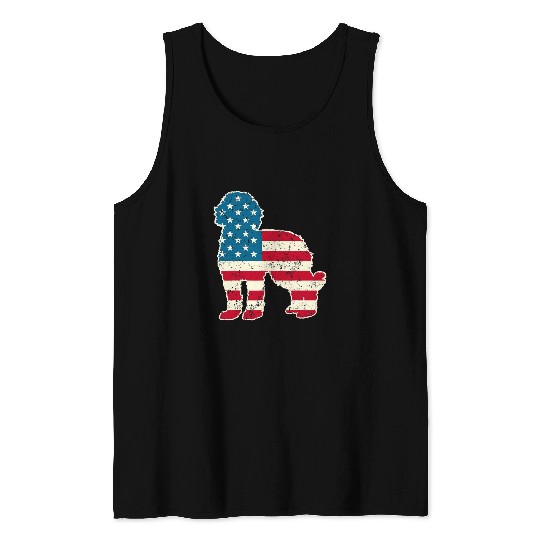 Dog Goldendoodle 4th of July Men Women USA American Flag Dog Tank Tops