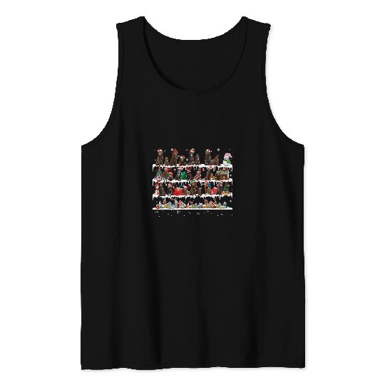 Chocolate Lab Christmas Snow Layers Santa Dog Ugly Xmas Tank Tops