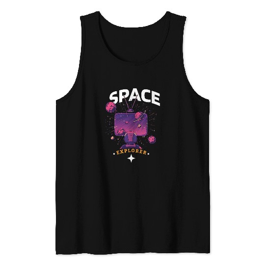 Astronauts Mens Astronaut Helmet Solar System Television for space explorer Tank Tops