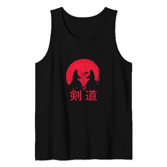 Great Japan Kendo Warriors Samurai Design swords Fight Tank Tops