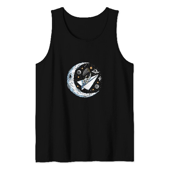 Astronauts on paper bird catching stars party outfit Tank Tops