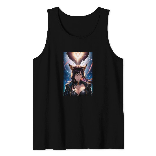 Cats Waifu Neko Anime Cat Girl Japanese Tarot Aesthetic Tank Tops