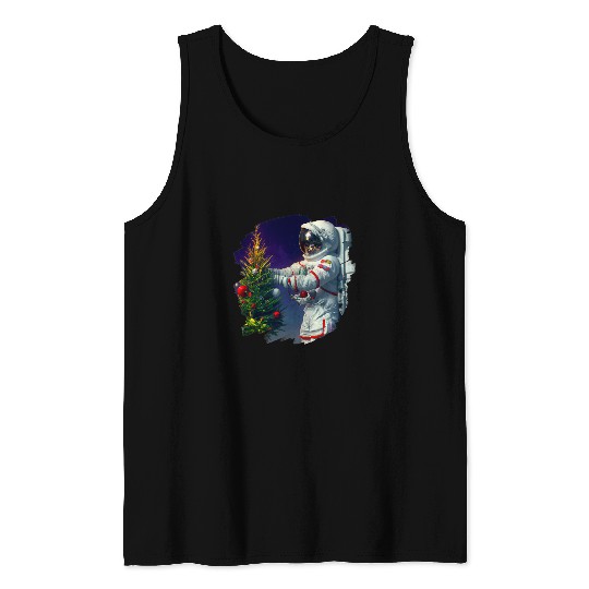 Astronauts Christmas Tree Outer Space Christmas 1 Tank Tops