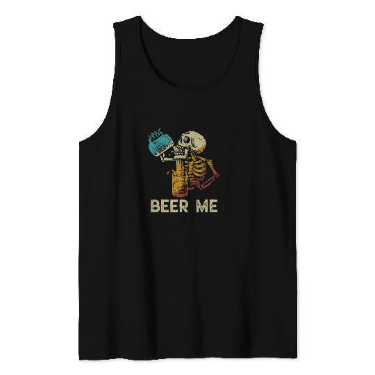 Beer Skeletons Scary Spooky Drinking Beer Funny Halloween Party114 Tank Tops