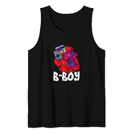 Breakdancing Mens Bboy Hip Hop Retro Boombox Old School Rap Tank Tops