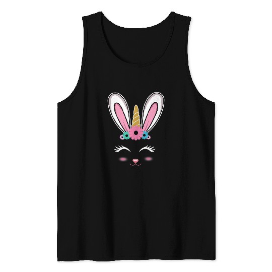 Easter Bunny Happy Easter Unicorn Tank Tops