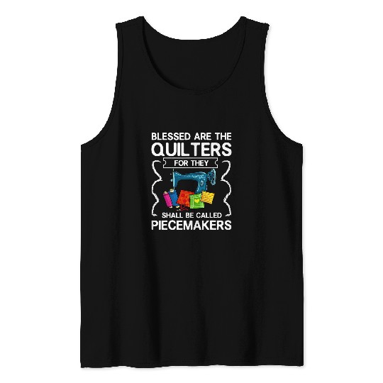 Sewing Machine Patchwork Quilt Quilter Tank Tops