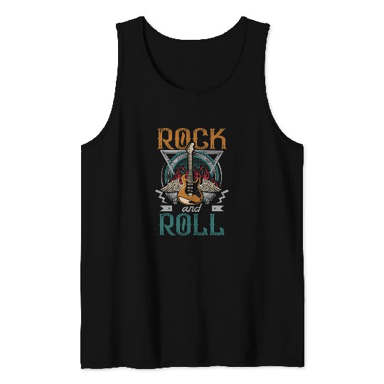 Guitarist vintages Retro 80s Rock Roll Music Guitar Wings Guitar Tank Tops