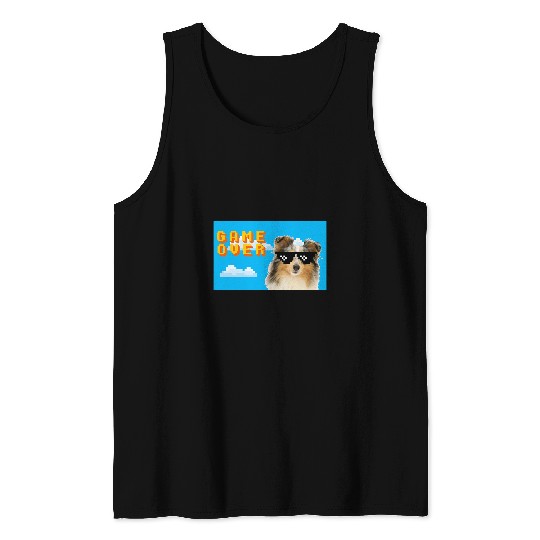 Dog Shetland 8Bit Game Over Shetland Sheepdog Tank Tops