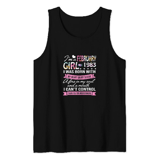 Awesome Since 1983 40th Birthday Im a February Girl 1983 Tank Tops
