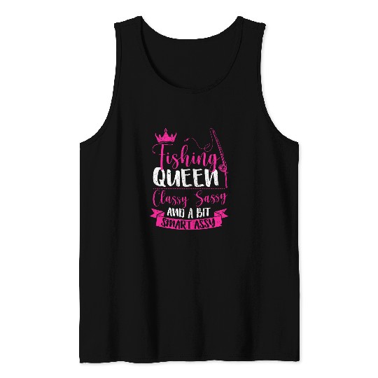 Funny Trout Fishing Queen Ladies Women Girls Fishermen Lover Tank Tops