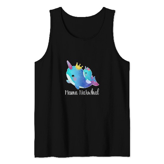Funny Narwhal Mama Marwhal Womens Cute Sea Unicorn Tank Tops