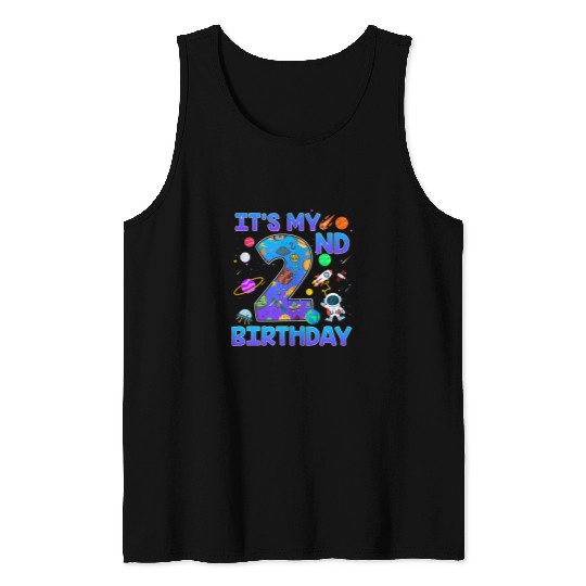 Astronauts Im 2 Years Old Its My 2nd Birthday Outer Space Planets Tank Tops