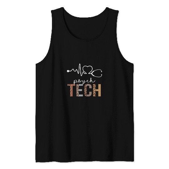 Psych Tech Leopard Heartbeat Appreciation Christmas Women Tank Tops