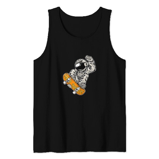 Astronauts Skateboarder Spaceman Skateboarding Moon Boarder Tank Tops