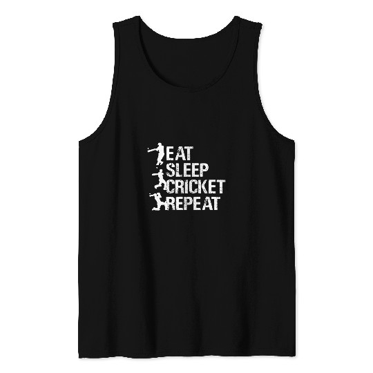 Cricket Fan Player Eat Sleep Cricket Repeat Cricketing Tank Tops