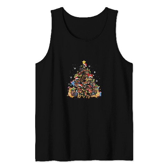 Dog Rottweiler Christmas Tree Lights Dog Santa xmass Men Women Tank Tops