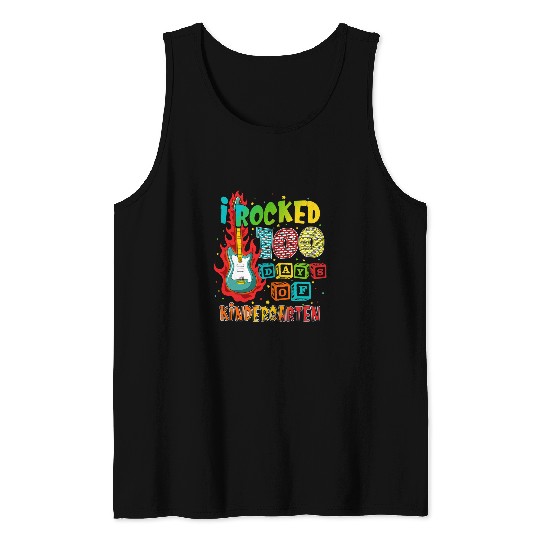Guitar Lover i rocked 100 days of kindergarten 100th day school Tank Tops