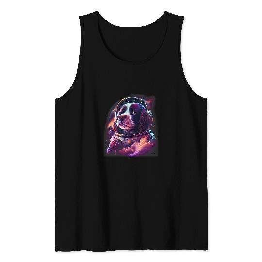Astronauts English Springer Spaniel dog Space Galaxy 1 Tank Tops
