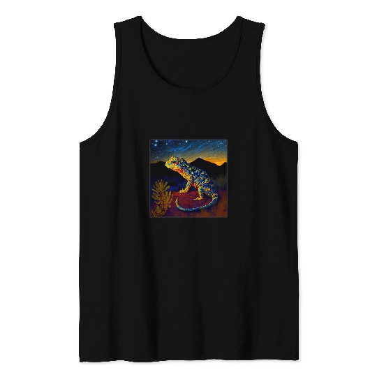 Gecko Lover Surrealism Starry Night Mediterranean Gecko Tank Tops