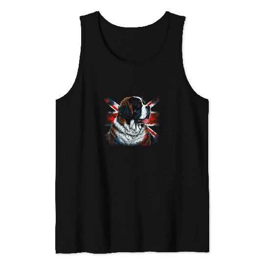 Dog Saint Bernard British UK Saint Bernard on Great Britain Saint Bernard Tank Tops