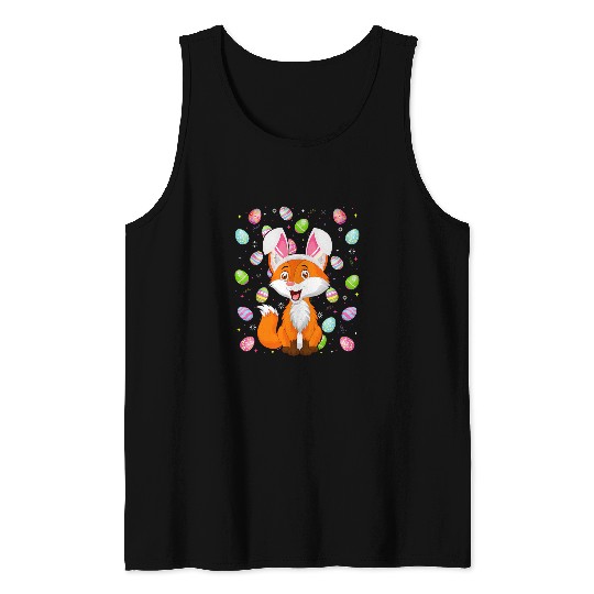 Fox Lover Bunny Easter Egg Lover Funny Fox Easter Sunday Tank Tops