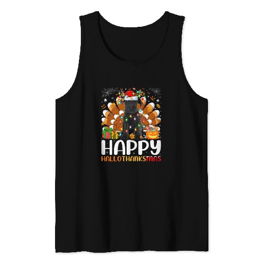Dog Schnauzer Miniature Schnauzer Dog Halloween Christmas Hallothanksmas Tank Tops
