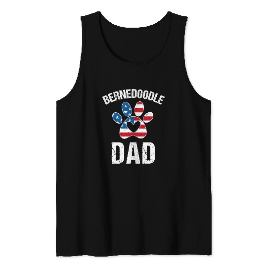 Bernedoodle Dad Daddy Bernedoodle Lovers Owner American Flag Tank Tops