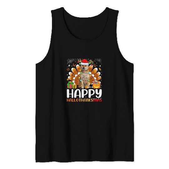 Dog Shiba Inu Lover Halloween Christmas Happy Hallothanksmas Tank Tops