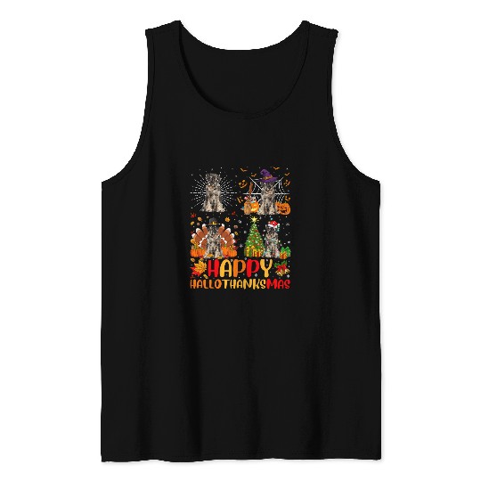 Dog Schnauzer Halloween Christmas Funny Schnauzer Dog Hallothanksmas Tank Tops