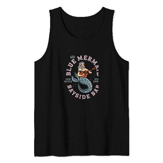 Guitarist Sailor Mermaid Tattoo vintages Guitar Music Travel Dive Bar Guitar Tank Tops