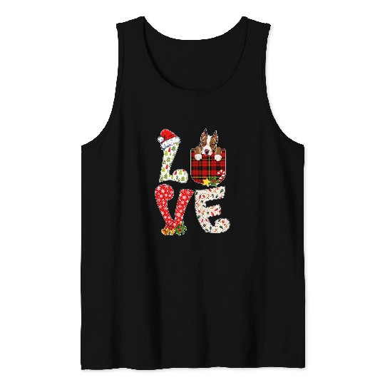 Bully Dog Love Red Nose Pitbull Plaid Pocket Christmas xmass Dog 389 Pitbull Dog Tank Tops