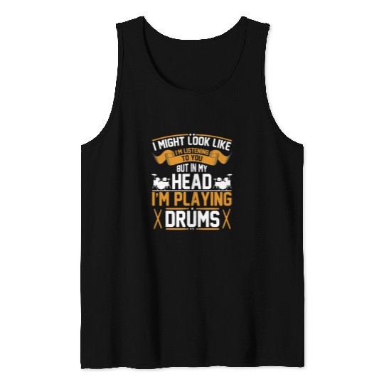 Drums Drummer Funny Drummer Art For Men Women Drum Set Drumming Lovers 2 Drums Tank Tops